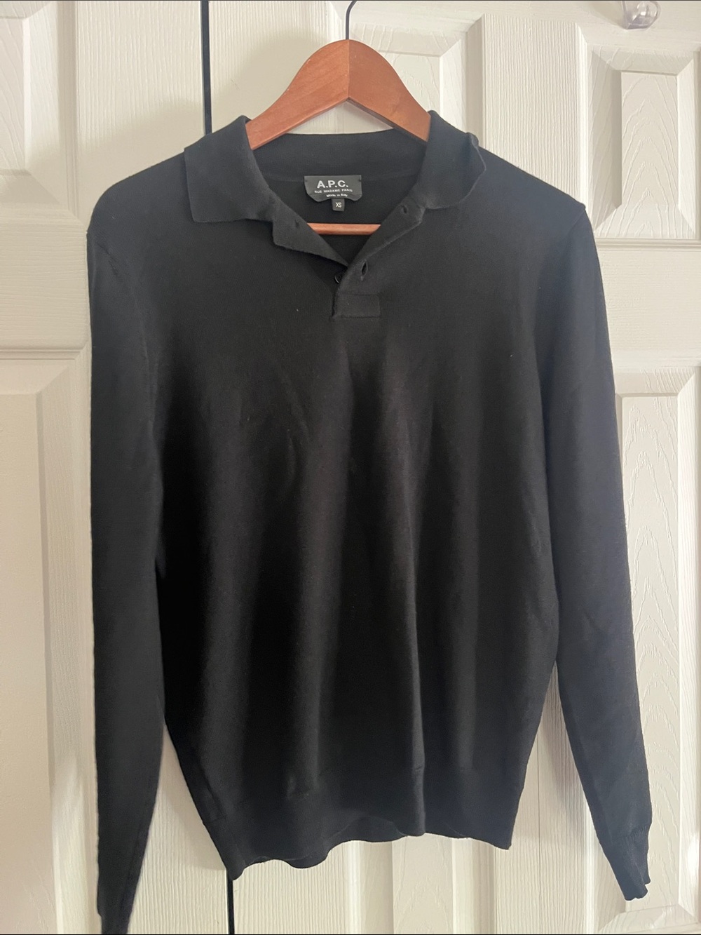 A.P.C. Black Long-Sleeve Polo Sweater